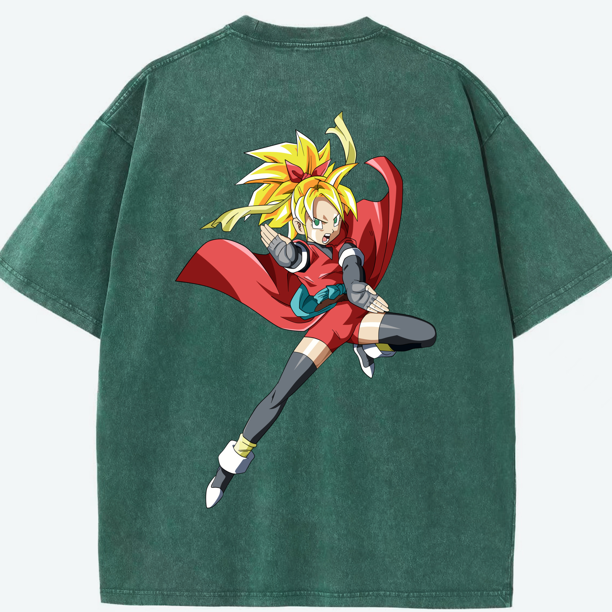 （画像用） ドラゴンボール カリフラ DRAGON BALL Caulifla 綿100% ヴィンテージ風 半袖Tシャツ（背面プリント）